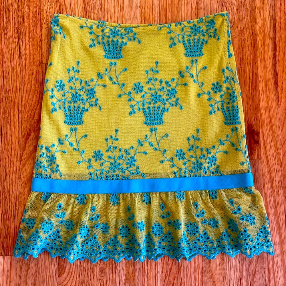 Betsey Johnson Fun Sexy Unique YES Mesh stretch embroidered.